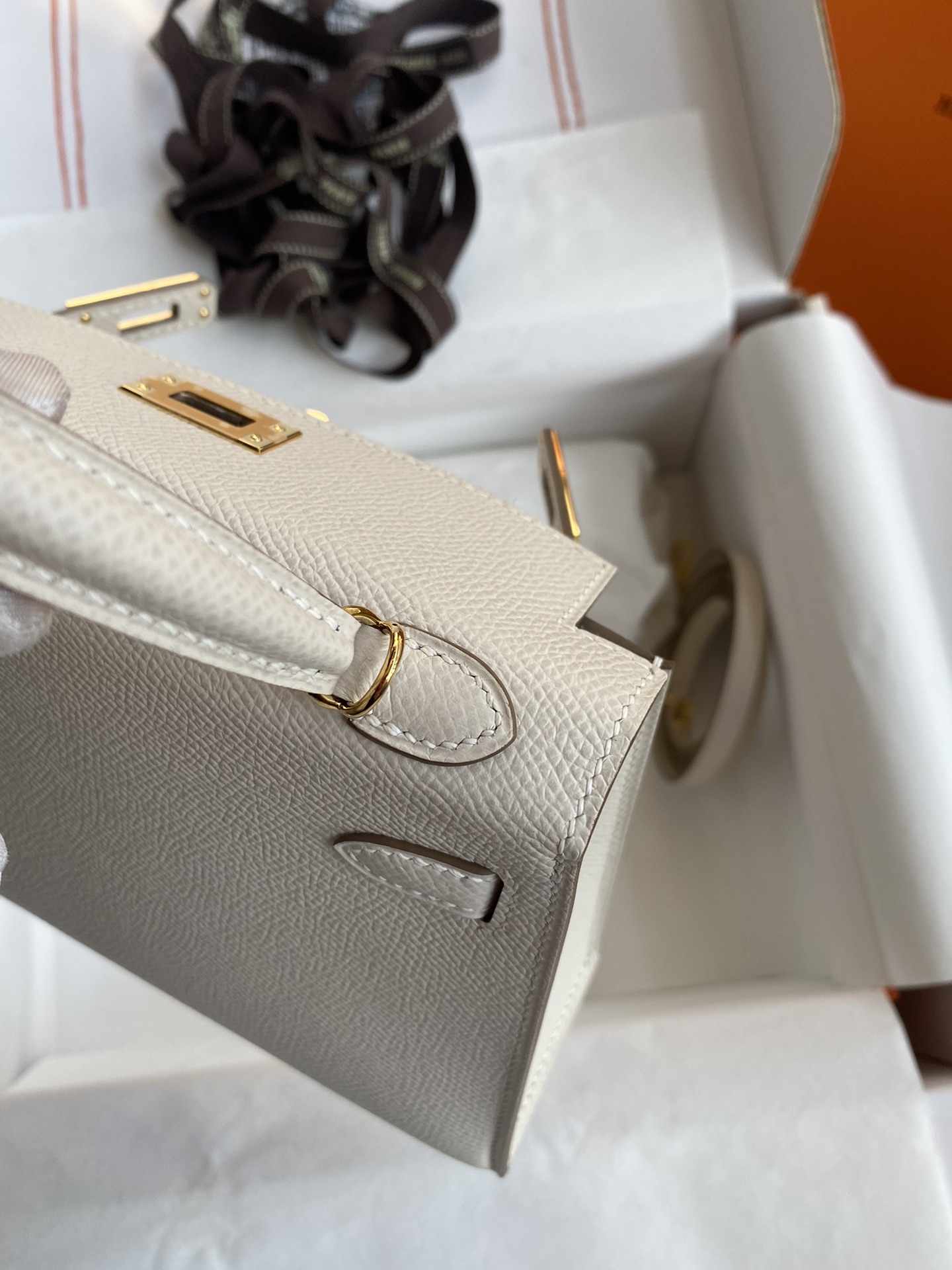 Hermes Kelly Mini II Bag 19CM In White Epsom Leather